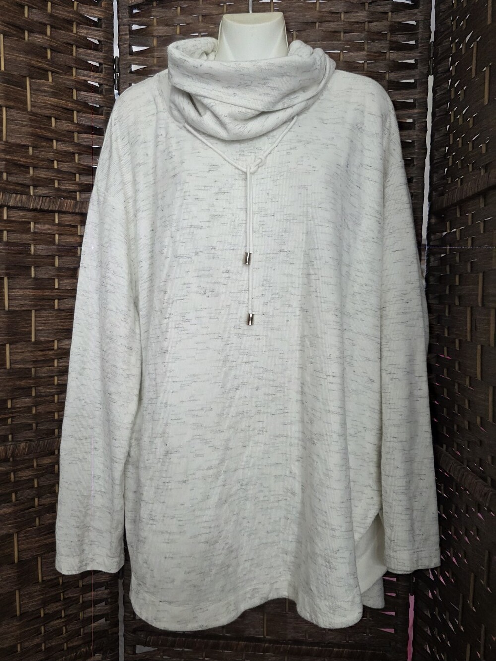Men's Cream Cowl Neck Pullover Sweater